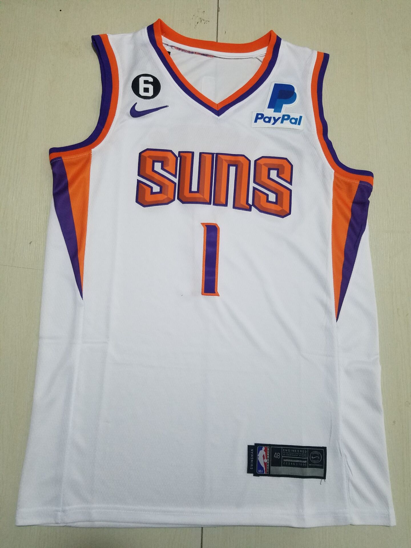 Men Phoenix Suns #1 Booker White Nike Paypal 2023 NBA Jersey->phoenix suns->NBA Jersey